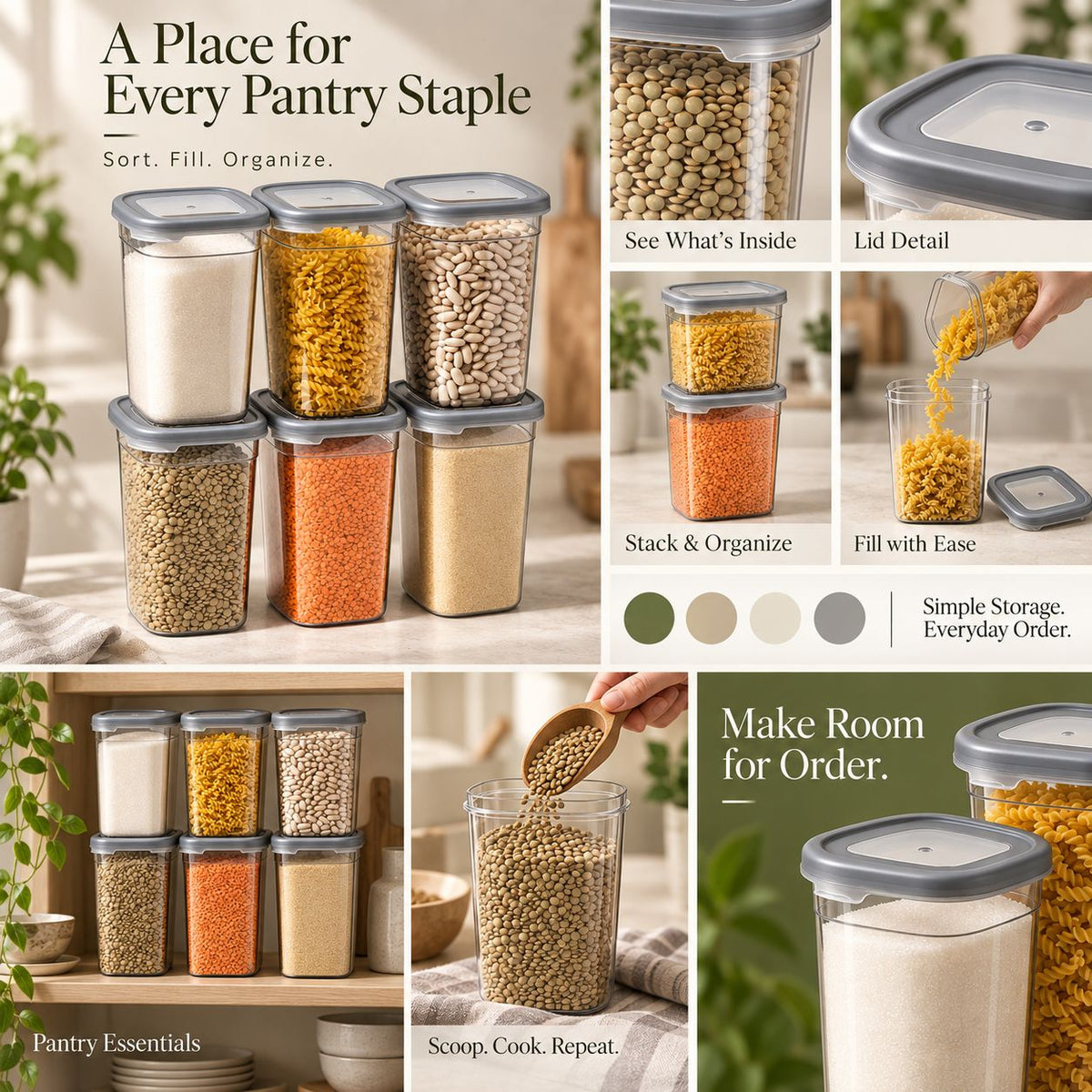 Plastic Multipurpose Kitchen Storage Fridge Container (1200 ML 6 Pc)